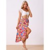 INSPIRE CHIC Women's Tropical Floral Print Ruffle Self-Tie Knot Split Beach Wrap Midi Skirt - 2 of 4