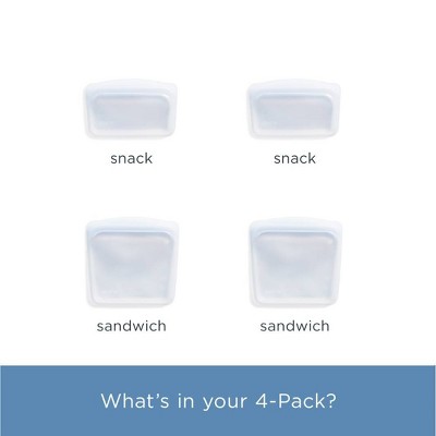 stasher Premium Silicone Reusable Food Storage Bags Lunch Starter Kit - Clear - 4pk: Microwave-Safe, Heat-Resistant, BPA-Free