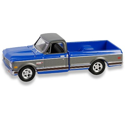 1972 Chevrolet Cheyenne C10 Short Bed Truck Electric Blue and Gunmetal Gray Metallic 1/64 Diecast Model Car by Greenlight