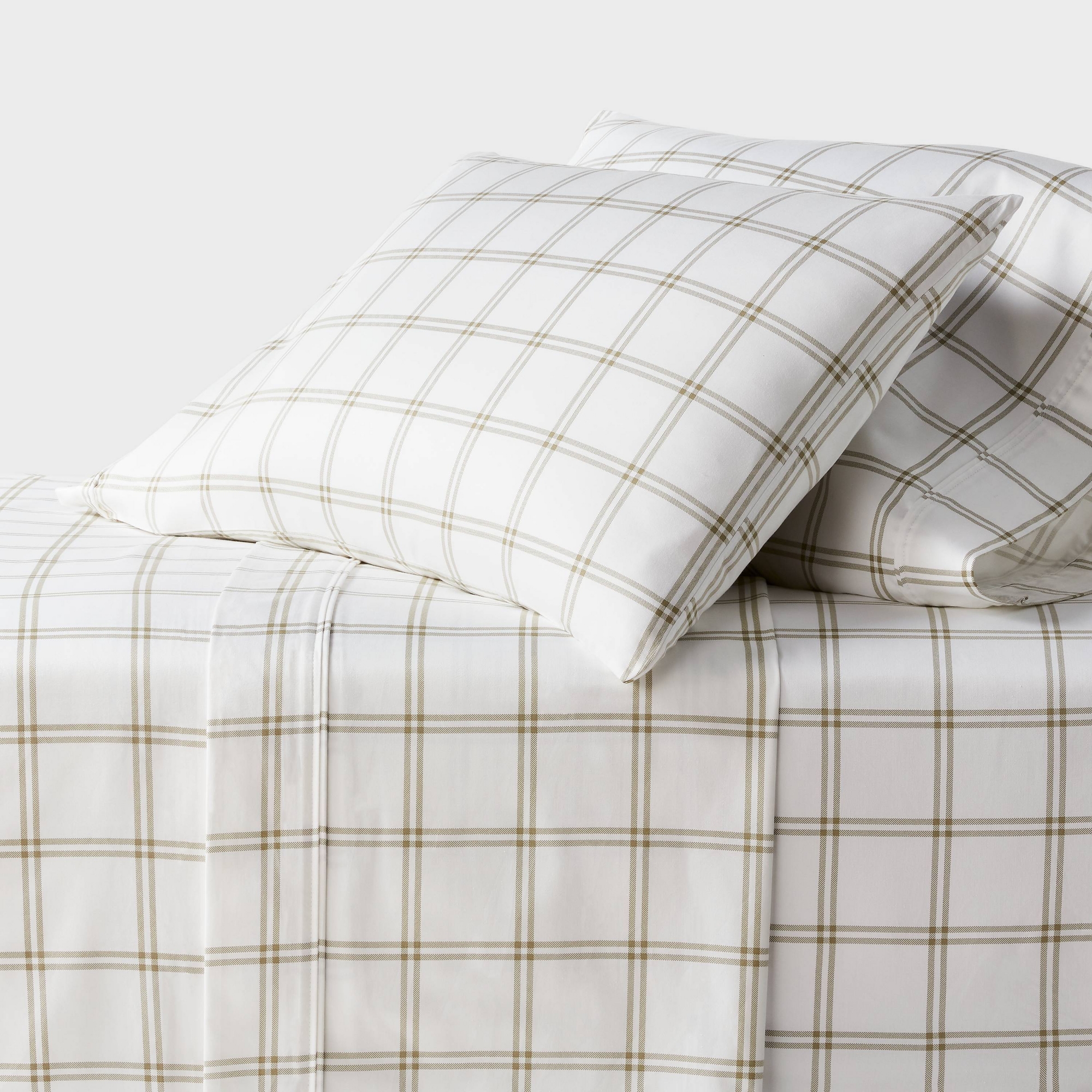 King 400 Thread Count Performance Sheet Set Green Plaid - Threshold™