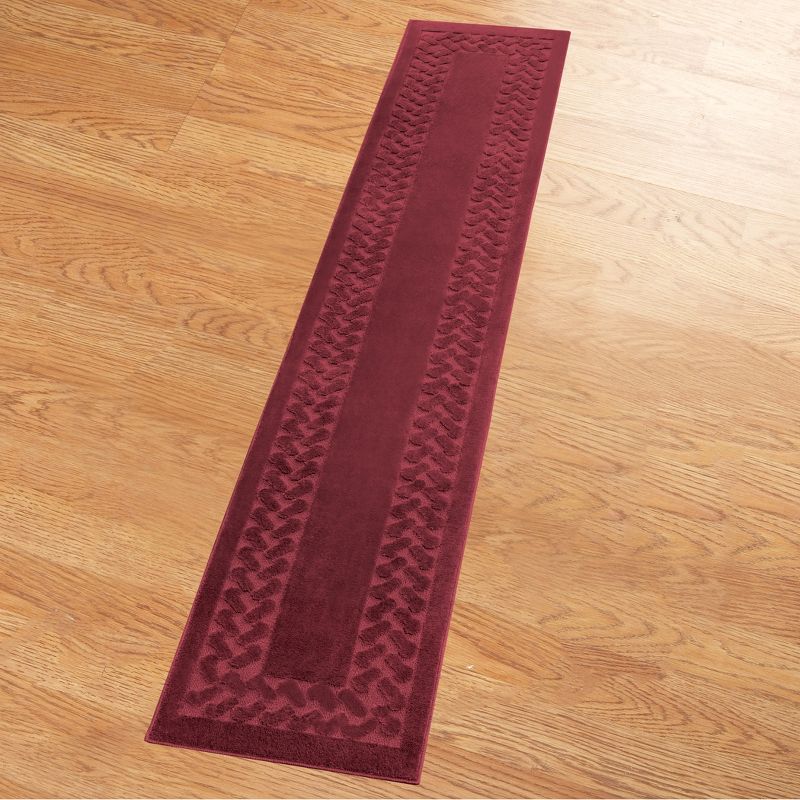 Collections Etc Herringbone Carpeted Runner Rug, Solid-Colored with Plush Decorative Trim Accents and Skid-Resistant Backing for Long, 2 of 7