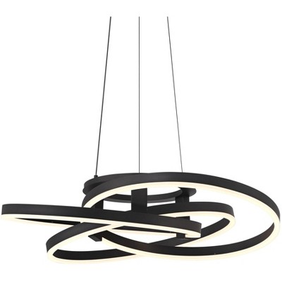 Possini Euro Design Mckenna Sanded Black Pendant Light 26 1/2" Wide ...