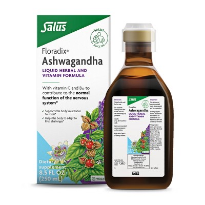 Floradix Ashwagandha Liquid Herbal & Vitamin Formula - Stress Support Formula - Vegan & Non-GMO - 8.5 fl oz