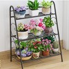 3-Tier Metal Plant Stand, Indoor Outdoor Corner Plant Stand, Multi-Plant Shelf, Plant Pot Holder, Outdoor Balcony Garden Living Room, Dark Grey - 2 of 4