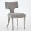 Mid Century Modern Dining Chairs Set of 2, Farmhouse Chenille Fabric Upholstered Accent Chair Curved Backrest with Copper Nails around, Gray - 3 of 4