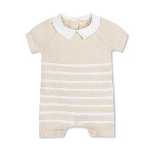 Hope & Henry Layette Baby Short Sleeve Peter Pan Collar Sweater Romper, Infant - 1 of 4