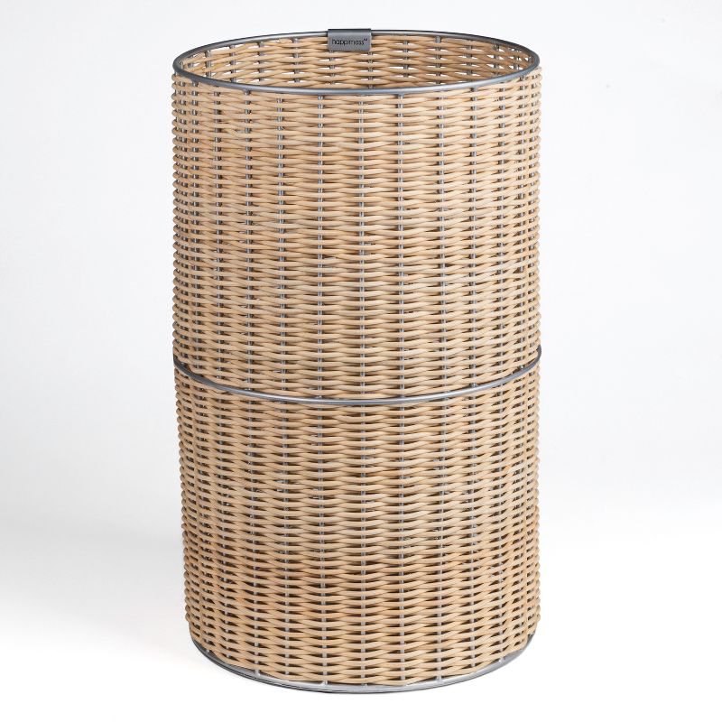 happimess Cecil Modern 4.13-Gallon Faux Wicker Cylinder Waste Basket, 1 of 9