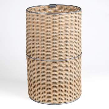 happimess Cecil Modern 4.13-Gallon Faux Wicker Cylinder Waste Basket
