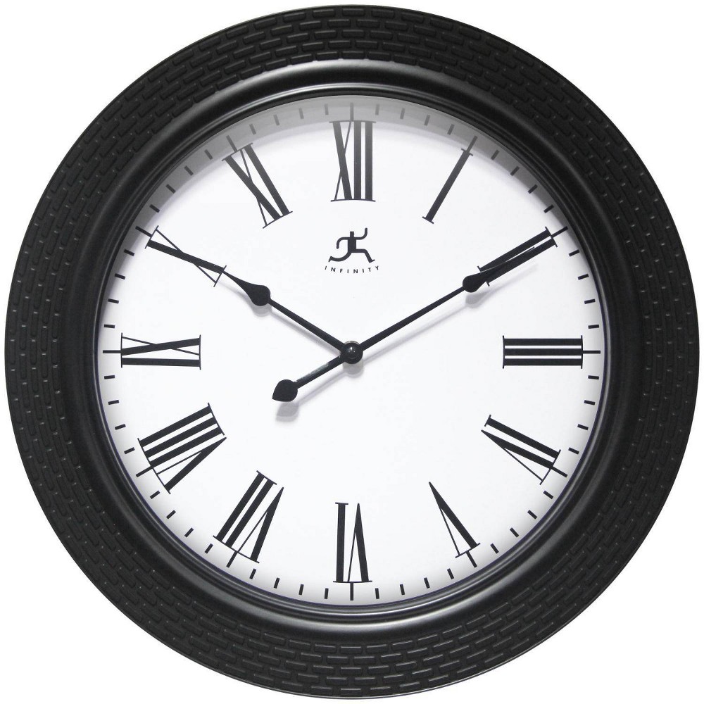 Photos - Wall Clock 16" Roman Weave  Black - Infinity Instruments