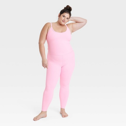 Women's Rib Full Length Bodysuit - All In Motion™ Pink Xxl : Target