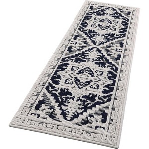 Washable Runner Rug Non Slip Vintage Floral Medallion Distressed Low Pile Carpet for Kitchen Laundry Entryway - 1 of 4