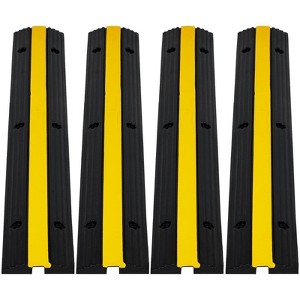 4 Pack of 1 Channel Cable Protector Ramp, Rubber Cable Ramp with 22046 Lbs Load Capacity, Heavy Duty Floor Wire Cord Cover,Driveway Traffic Speed Bump - 1 of 4