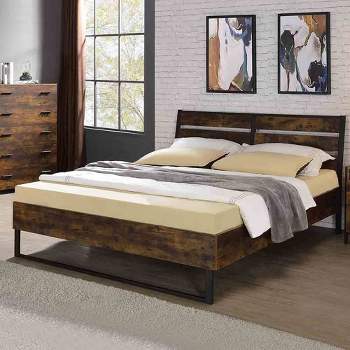 83" Queen Bed Juvanth Bed Rustic Oak Black Finish - Acme Furniture