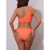 INSPIRE CHIC Women's 3D Rose Floral One Shoulder Ribbed Bikini Sets, Triangle Bottoms Swimwear Bathing Suits 1 Set - 3 of 4