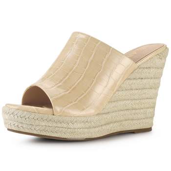 Allegra K Women's Floral Lace Mesh Wedges Sandals : Target
