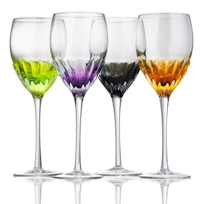 Artland Solar Assorted Color Glass 14 Ounce Goblet, Set of 4