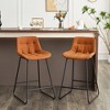 Beautyolove 26 in. Brown Faux Leather Upholstered Counter Height Bar Stool Swivel Counter Stool - 3 of 4