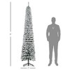 8' Tall Unlit Slim Pencil Xmas Tree, Snow Flocked Artificial Christmas Tree with Realistic Branches and 603 Tips - 3 of 4