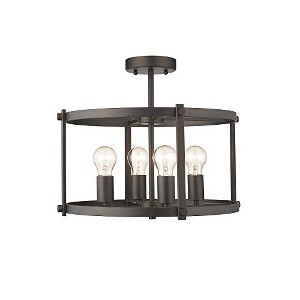 Chloe Lighting IRONCLAD Farmhouse 4 Light Rubbed Bronze Convertible Semi-Flush Ceiling Fixture 17.5" Wide - 1 of 3