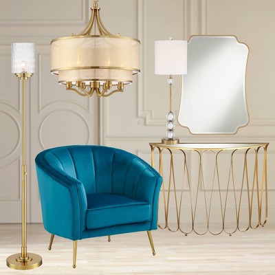 Vienna Brass and Crystal Art Deco Table Lamp with White Shade