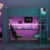 Whisen Wood Gaming Loft Bed with Desk, Multi-storage Shelves, LED and Charging Station - 2 of 4