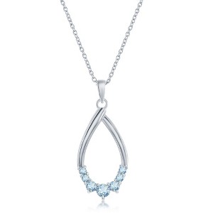 Simona Sterling Silver Pear-shaped Gemstone Necklace - Sky Blue Topaz - Blue - 16+2 Inch - 1 of 2
