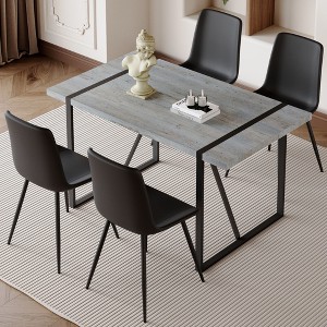 NicBex 5 Piece Gray Marble Textured MDF Dining Table Set with 4 Suede Cushions/PU Chairs for Kitchen/Dining Room - 1 of 4