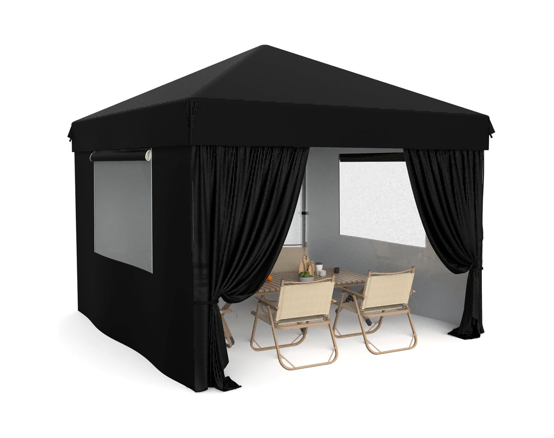 10x10 Pop Up Canopy Tent with 4Pcs Sidewalls, Portable Instant Canopy with 4 Stakes, 4 Ropes, 4 Sandbags for Patio, Outdoor, Camping