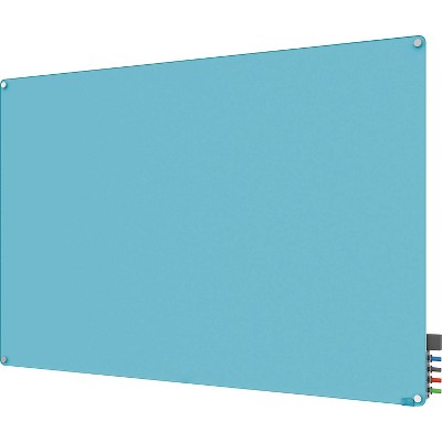 Ghent Harmony Magnetic Glass Markerboard With Round Corner Blue 4' x 3' (HMYRM34BE) 