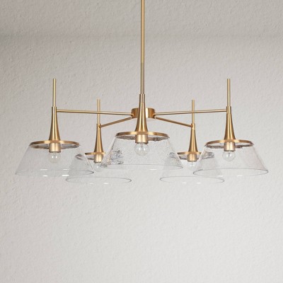 Gold and Clear Glass 5-Light Modern Chandelier