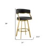 HomeRoots 26" Black and Gold Faux Leather and Stainless Steel Low Back Counter Height Swivel Bar Chair - 3 of 4