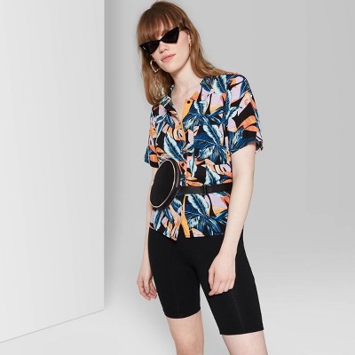 women's floral print button down shirt