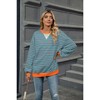 Womens Striped Oversized Sweatshirt Color Block Crew Neck Long Sleeve Casual Loose Pullover Workout Top Clothes - 3 of 4