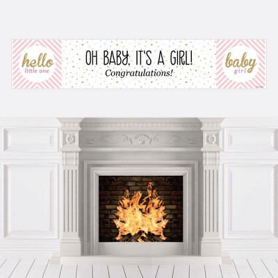 Big Dot of Happiness Hello Little One - Pink and Gold - Girl Baby Shower Decorations Party Banner