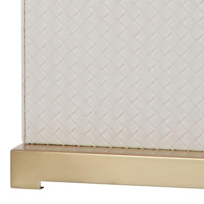 Arcadian Cream Faux Leather Geometric Table Lamp Set of 2