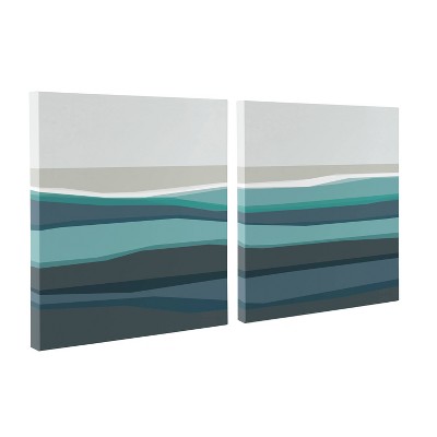 (Set of 2) 20" x 20" Abstract Teal Beach Horizon by The Creative Bunch Studio Unframed Wall Canvas Set - Kate & Laurel All Things Decor