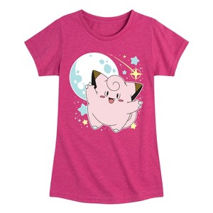 Girls' - Pokémon - Clefairy Moon Stars Fitted Short Sleeve Graphic T-Shirt - 1 of 4
