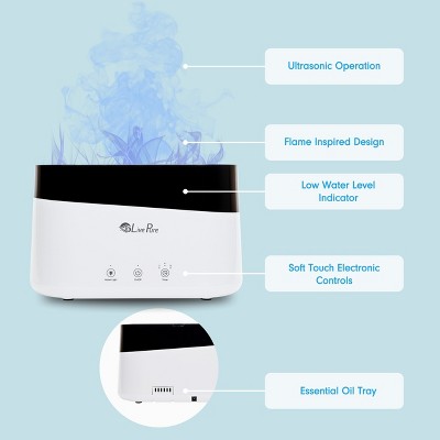 LivePure Black Ultrasonic Humidifier with Flame Effect