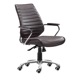 HomeRoots Espresso and Silver Adjustable Height Swivel Rolling Office Chair - 1 of 4