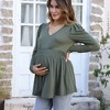 Clearlove Women's Maternity Tops Long Sleeve V Neck Front Pleat Peplum Tunic Top - 4 of 4