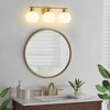POWLIG 21.65-in 3-Light Gold Modern Dimmable Bathroom Transitional Vanity Light with Milky White Glass Shade - 3 of 4