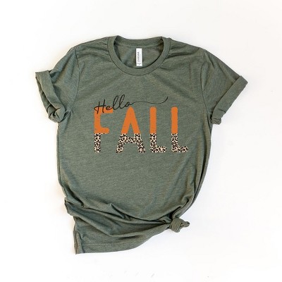 Simply Sage Market Women's Leopard Hello Fall Short Sleeve Graphic Tee