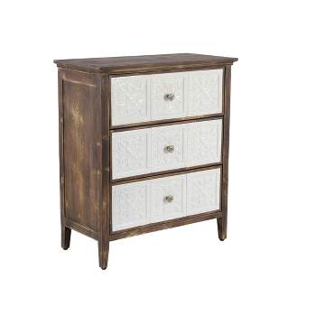 Farmhouse Wood and Enamel Cabinet with Drawers Brown - Olivia & May