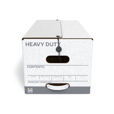 TRU RED Heavy Duty File Box String and Button Lid Letter White/Gray TR59223