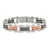 Black Bow Jewelry Men's 10mm Stainless Steel Black and Orange Rubber Bracelet, 8.75 Inch - 3 of 4