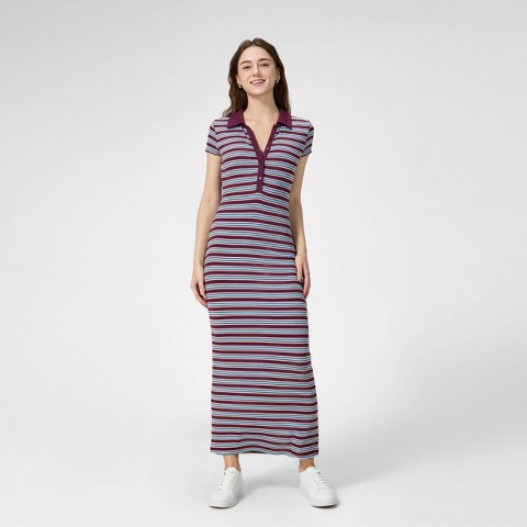Женские платья A New Day Women's Cap Sleeve Ribbed Maxi Bodycon Dress - A New Day™ Burgundy Striped S