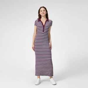 Vestido largo ajustado de manga corta y canalé de mujer - A New Day™ a rayas vino