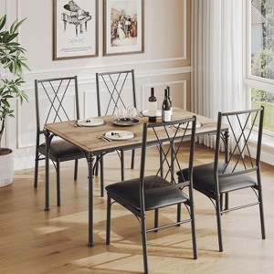 Dining Table Set for 4, Kitchen Table and Chairs for 4 with Padded Seats, 5 Piece Dining Room Table Set for Small Space, Home Kitchen, Apartment - 1 of 4
