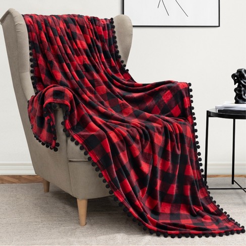 Red pom discount pom throw blanket