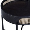 22" Colson Accent Table Black Finish - Acme Furniture: Rattan Detail, Metal Frame, Wood Top, No Assembly Required - 3 of 4